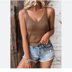 Shein Lune Solid Sleeveless Knit Top